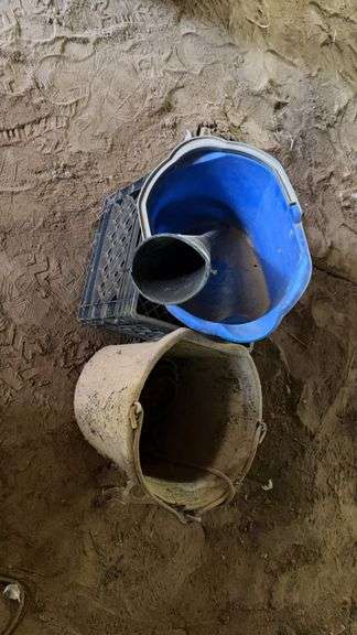 (2) Horse Stall Buckets & Plastic Crate