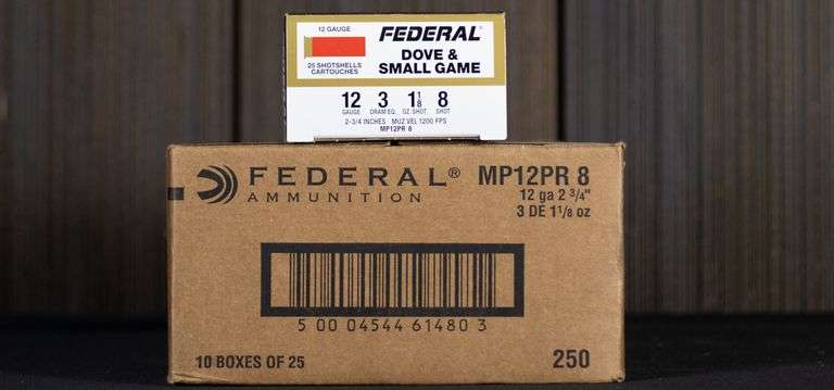 250rds / 1 Case Federal MP12PR8 Dove & Small Game 12Ga #8 Ammo