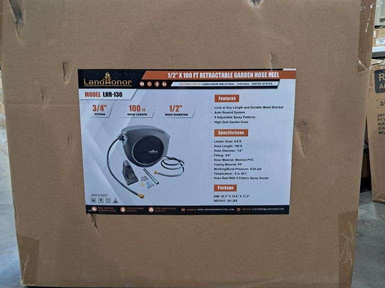 1/2" 100' Retractable Garden Hose Reel