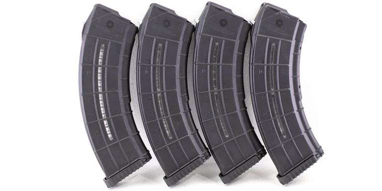 (4) 30rd AK-47 Plastic Magazines With Window