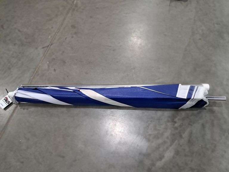 6'5" x 6' Outdoor Blue & White Umbrella
