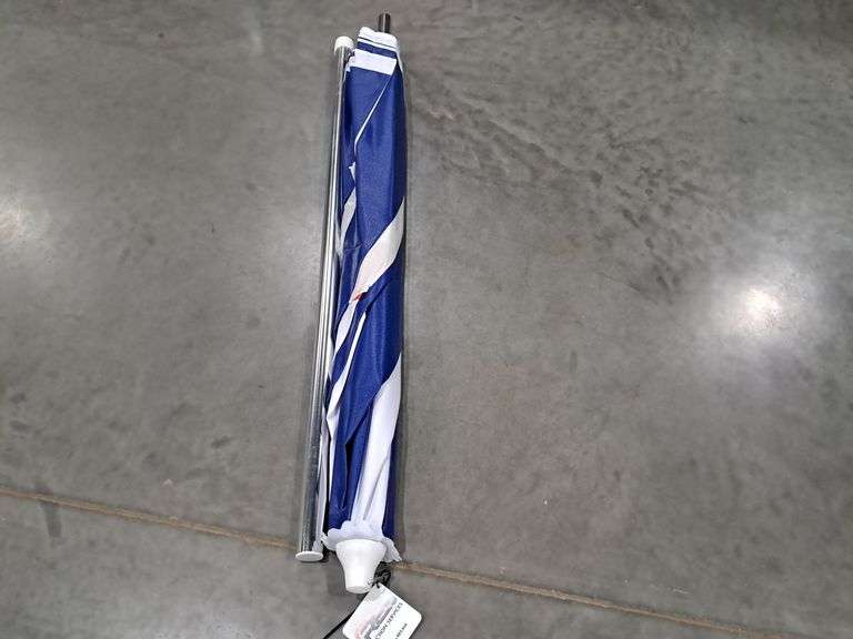 6'5" x 6' Outdoor Blue & White Umbrella