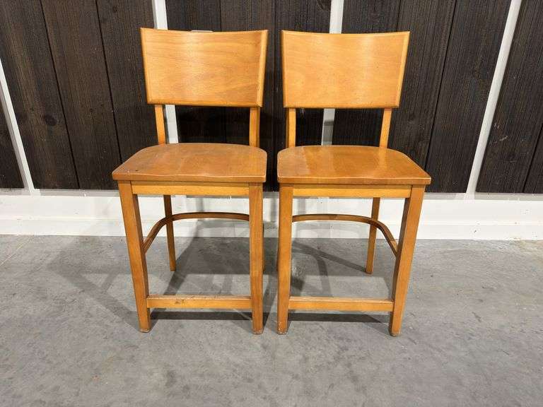(2) Tall Wooden Chairs