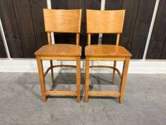 (2) Tall Wooden Chairs