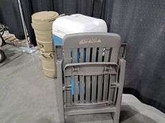 Assorted Coolers, Jugs & Plastic Folding Lawn Chair