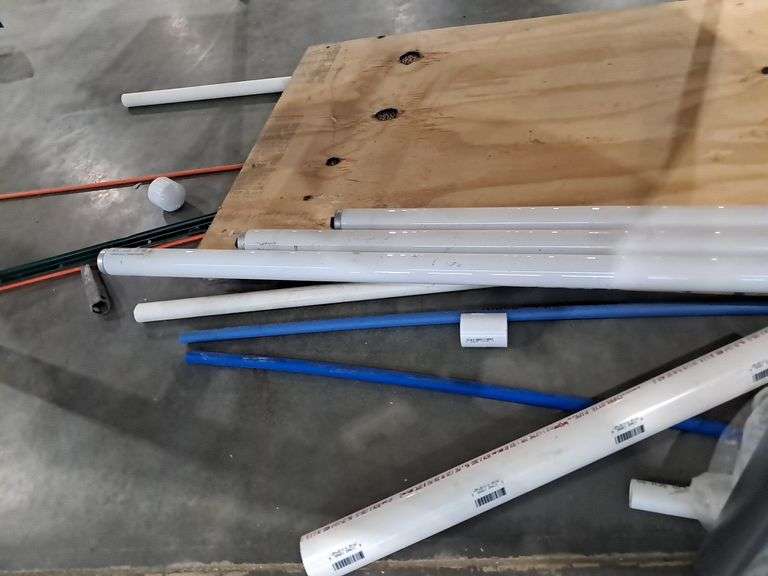 Assorted Pipes, Lights & Plywood