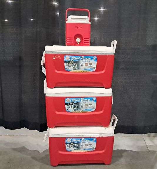 (3) 48 qt. Igloo Coolers & Mini Water Jug