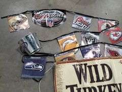 NFL Beer Banners, Miller Lite Bucket & Wild Turkey Banner