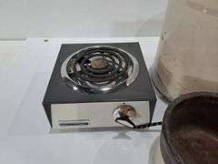 Electric Top Burner & Assorted Pots