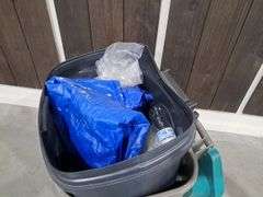 (2) Trash Cans & Tarp