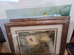 Assorted Picture Frames, Non-slip Mat & Antique Box