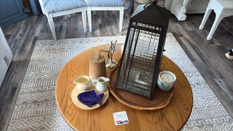Wooden Circular Table w/ Decor