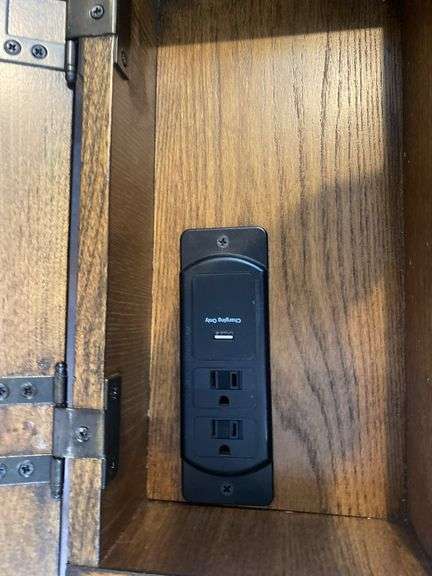 (2) Wooden Drawered End Tables w/ Charging Ports & Outlets