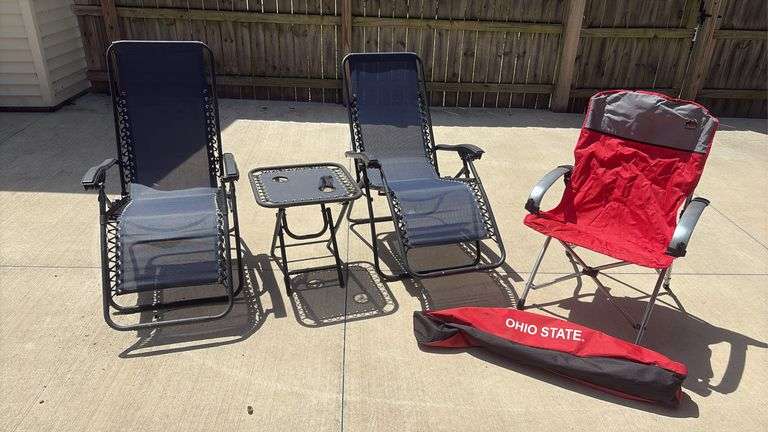 (3) Folding Lawn Chairs & Folding Table