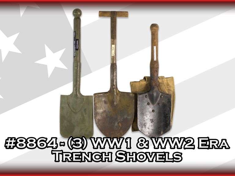 (3) WW1 & WW2 Era Trench Shovels