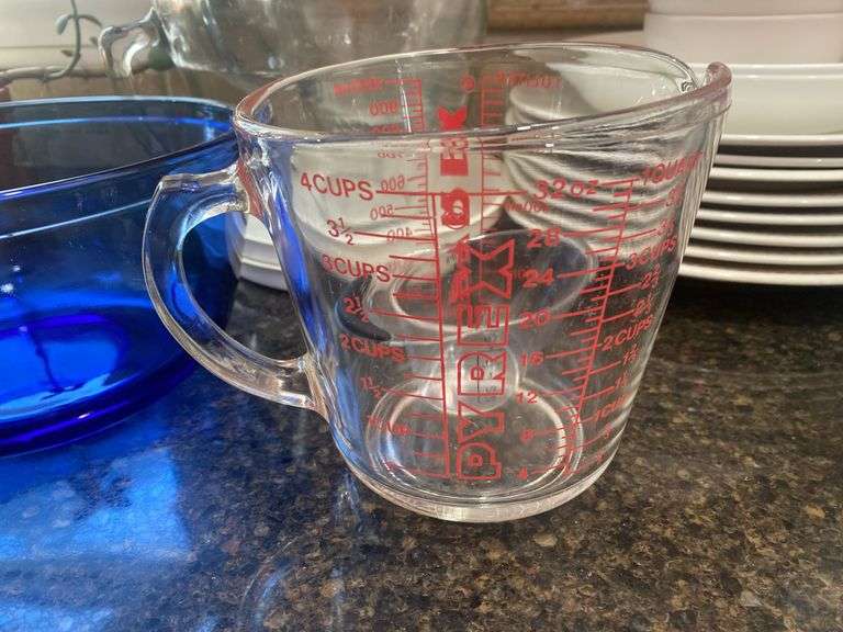 Pyrex, Pampered Chef’s Measuring Cups & Assorted Plates & Bowls