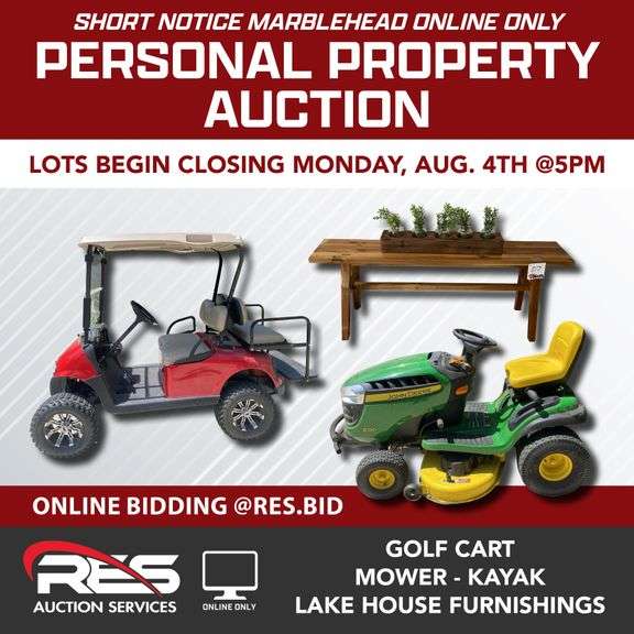SHORT NOTICE Marblehead Online Only Personal Property Auction
