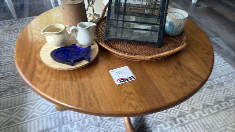 Wooden Circular Table w/ Decor
