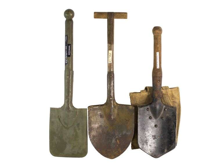 (3) WW1 & WW2 Era Trench Shovels