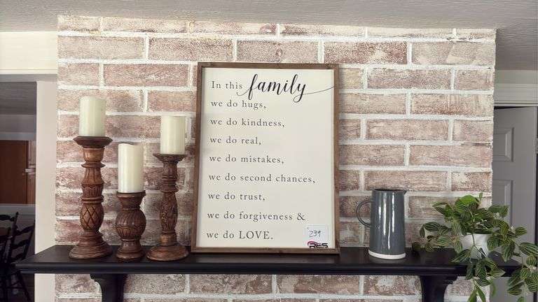 26” X 19” Picture Sign w/ Candle Sticks & Decor