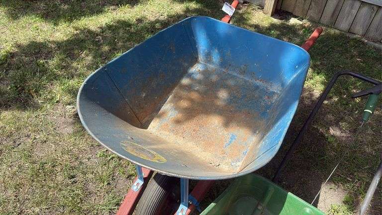 Metal Wheel Barrow & Fertilizer Spreader