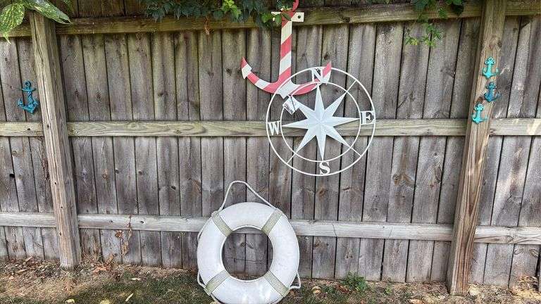 Metal Anchor Sign, Compass Sign & Life Saver Ring