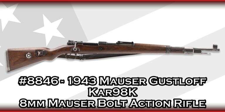 1943 Mauser Gustloff  Kar98K  8mm Mauser  Bolt Action Rifle