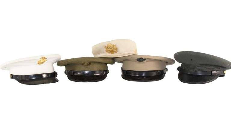 (5) Vintage Military Caps