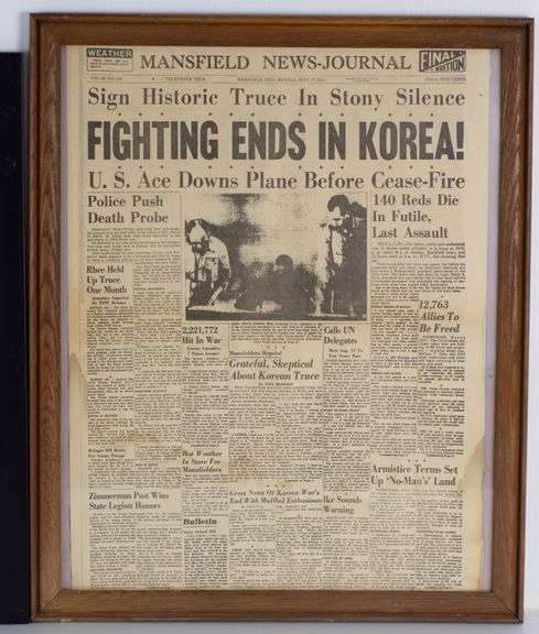 Framed Wartime Newspapers