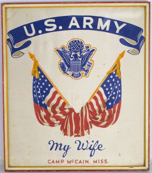 Framed Vintage Sweetheart U.S Army Pillow Case