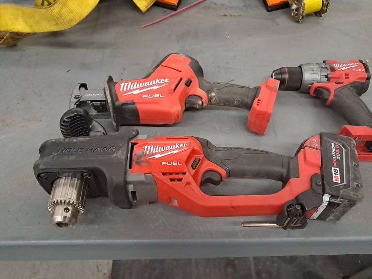 Cordless Milwaukee1/2 in. Drill, Hackzall Reciprocating Saw, and Drill