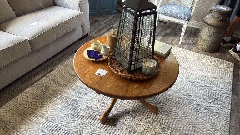 Wooden Circular Table w/ Decor
