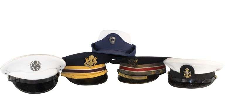 (5) Vintage Military Caps
