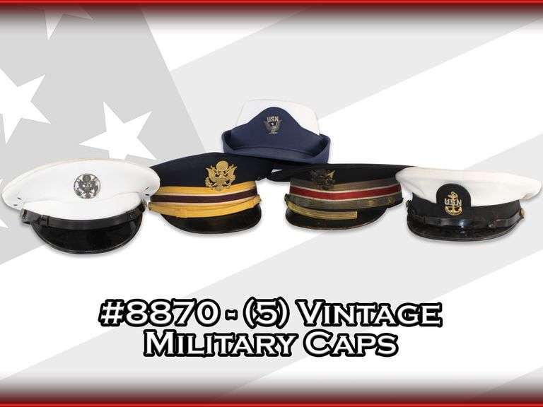 (5) Vintage Military Caps