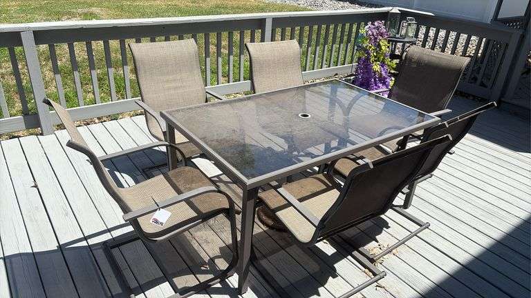 Glass Patio Table w/ 6 Chairs