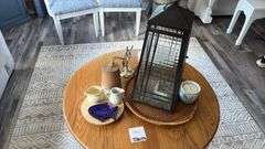 Wooden Circular Table w/ Decor