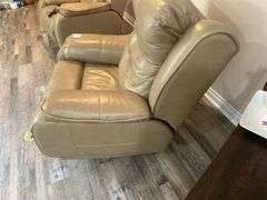 Leather Multimen Position Button Powered Recliner w/ USB Charging Port