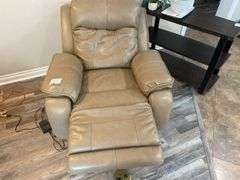 Leather Multimen Position Button Powered Recliner w/ USB Charging Port