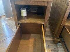(2) Wooden Drawered End Tables w/ Charging Ports & Outlets