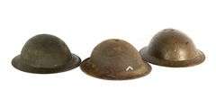 (3) Vintage Military Brodie Helmets