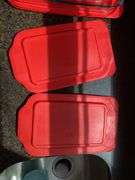 Pyrex Pans w/ Lids, Collapsible & regular strainers