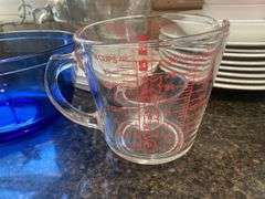 Pyrex, Pampered Chef’s Measuring Cups & Assorted Plates & Bowls