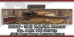 1941 R.O.F.M. Maltby  No. 4 Mk 1(T) Sniper  .303 Brit  Bolt Action Rifle