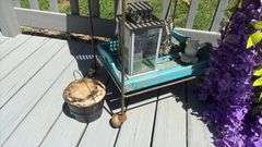 Outdoor Patio Tables w/ Decor & Hurricane Lamps