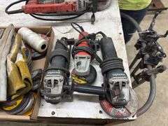 (3) Hand Grinders & Assortment of Wheels