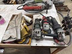 (3) Hand Grinders & Assortment of Wheels