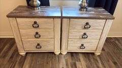 (2) Wooden Night Stands & (2) Lamps