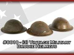 (3) Vintage Military Brodie Helmets