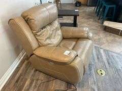 Leather Multimen Position Button Powered Recliner w/ USB Charging Port