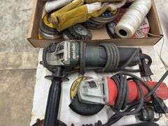 (3) Hand Grinders & Assortment of Wheels